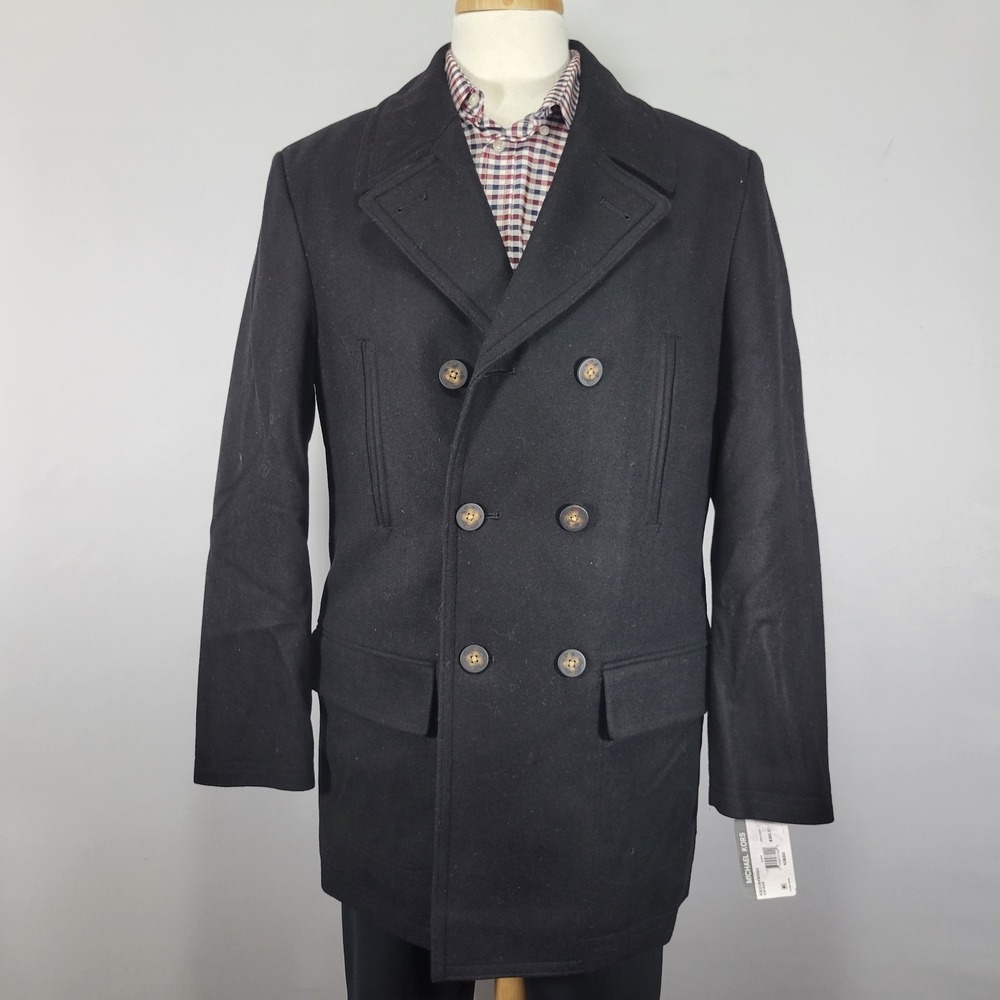 Michael Kors KEIRAN Overcoat‎ Men's Size 40R Black Wool Blend NEW